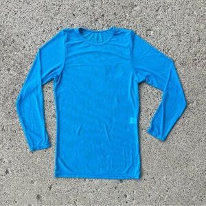 Neon Blue Sheer Long Sleeve Mesh Shirt XL New with Tag Unisex